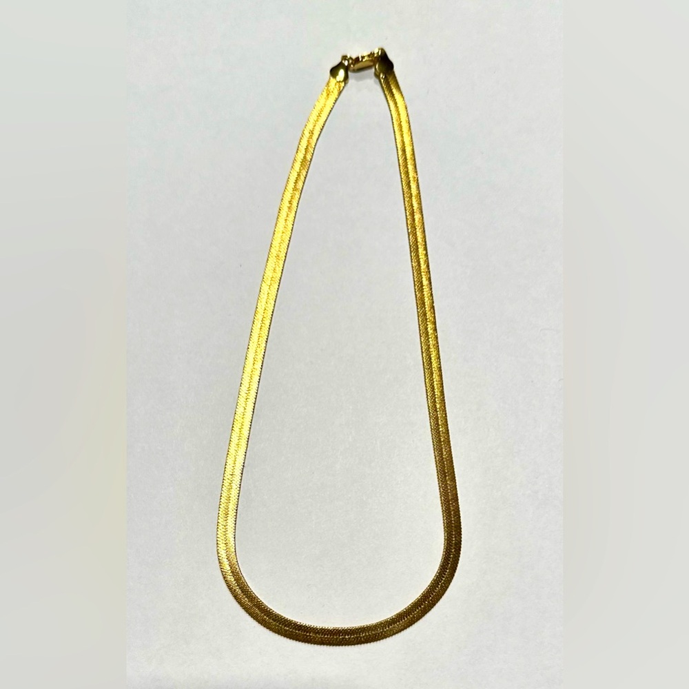 Vintage Gold Tone Herringbone Necklace - NOS